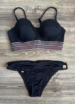 Сексуальний купальник чорний балконет