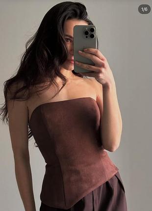 Замшевий топ корсет лляна