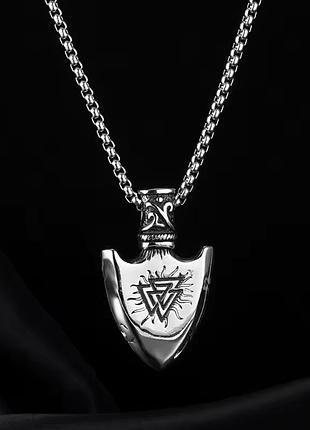 Кулон-амулет двосторонній у скандинавському стилі стріла вікінга вегвізир із неіржавкої медичної сталі на ланцюжку