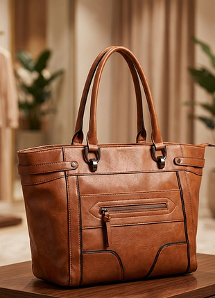 Жіноча сумка-тоут london fog у коньячному кольорі