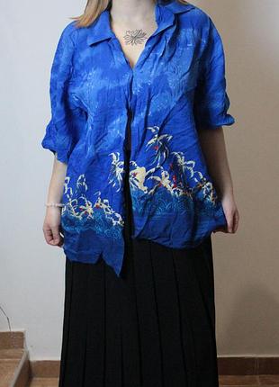 Гавайские рубашки синяя униекс оверсайз