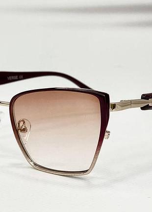 Окуляри для корекції зору жіночі лисички із градієнтним тонуванням у металевій оправі геометричні дужки бордовий, -5.5