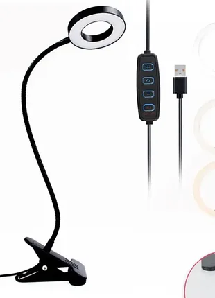 Настольная led лампа 3в1: гибкая, на зажиме, работает от powerbank!