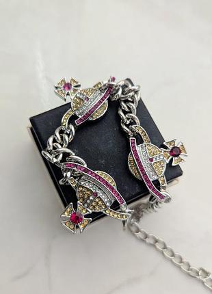 Браслет vivienne westwood saturn with purple and yellow crystals