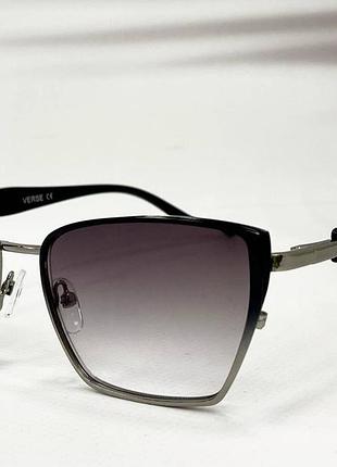 Очки для коррекции зрения женские лисички с градиентной тонировкой в металлической оправе геометричные дужки черный, -1.5