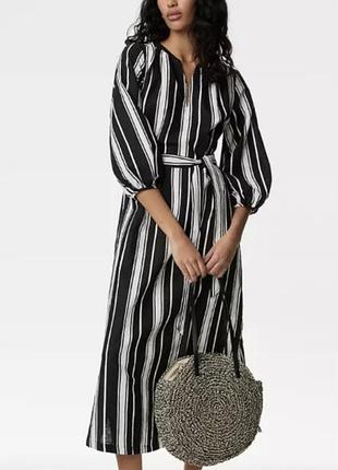 Натуральное платье миди с поясом