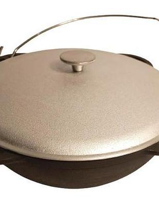 Казан чавунний 12 л з алюмінієвою кришкою