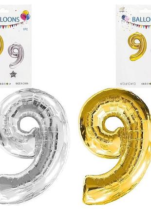 Шарик цифры металлизированный 40см золото/серебро золотий, 9