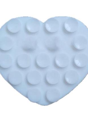 Клейка присоска для телефона в формі серця, силіконовий тримач серце, ліппер серце білий