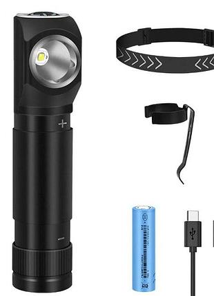 Налобний ліхтарик boruit hp100 з акумулятором 3500 mah