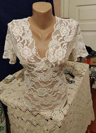 Белый ажурный боди