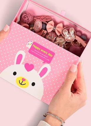 Подарунковий набір аксесуарів для волосся "happy every day" рожевий, 18 шт.
