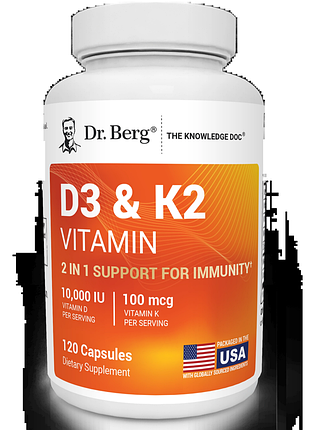 Dr. berg, d3 & k2 vitamin 10000 iu, вітаміни d3 k2, 120 капсул
