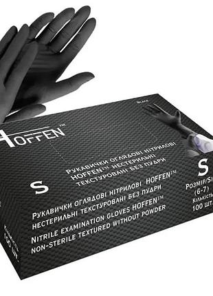 Нитриловые перчатки, размер s. hoffen, черные