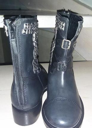 Шкіряні високі черевики  синьо-сірого кольору р.36 (23,2 см)