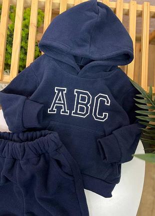 Дитячий теплий флісовий костюм двійка толстовка штани на резинці