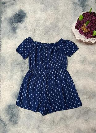 Женский льняной летний комбинезон шортами ромпер 46 р