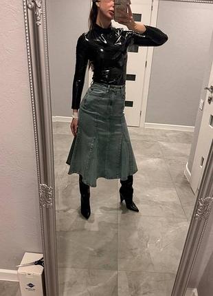 Джинсова спідниця міді 7