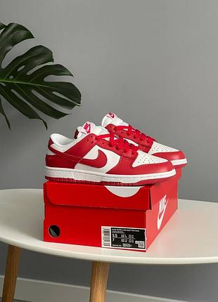 Женские кроссовки nike dunk low nature gym red/white/найк сб данки