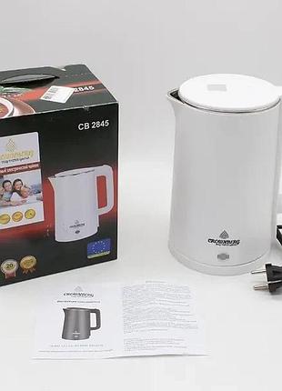 Электрочайник crownberg cb-2845 дисковый 1.8 л 1800вт white