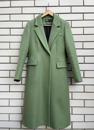 Зелене пальто на основі вовни manteco, шерсть zara