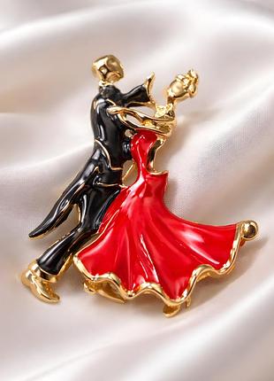 Брошь танцювальна пара, брошка бальні танці, метал, емаль.