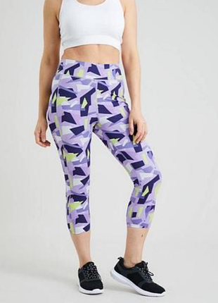 Плотные укороченные леггинсы цветные спортивные капри с высокой посадкой active