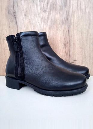 Новые немецкие кожаные ботинки, черные полуботинки на низком, зима деми, р. 38