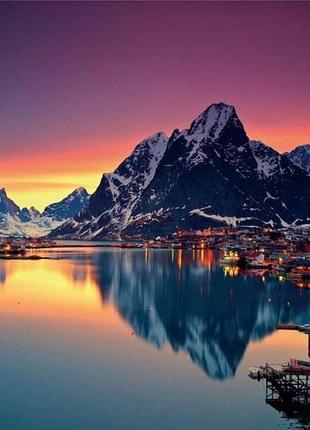 Алмазная мозаика "полярная ночь у гор", 40*50см, на рамке, в кор.41*51*2,5см, тм dreamtoys