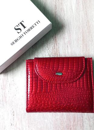 Кошелек женский кожаный кожаный лак натуральный компактный sergio troretti