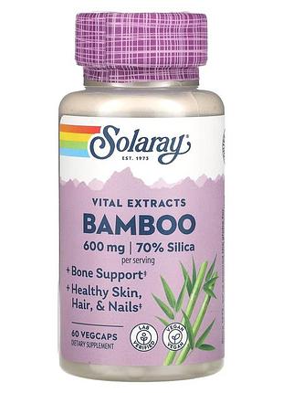 Экстракт стебля бамбука solaray bamboo stem extract 300 mg, 60 вегакапсул для здоровья кожи, волос и ногтей