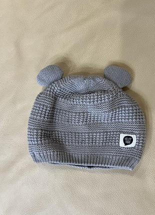 Шапка з вушками на котоновій підкладці 12-24 міс від early days стан нова без бірки, осінь-весна ог див на дод фото, тягнеться