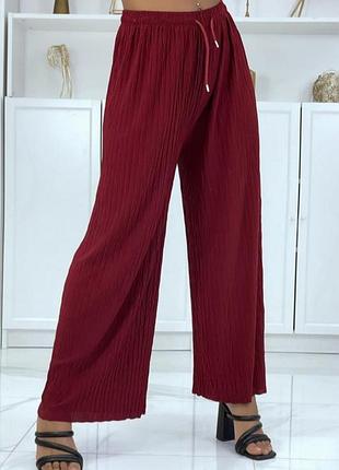 Брюки плиссе 
бордовый цвет