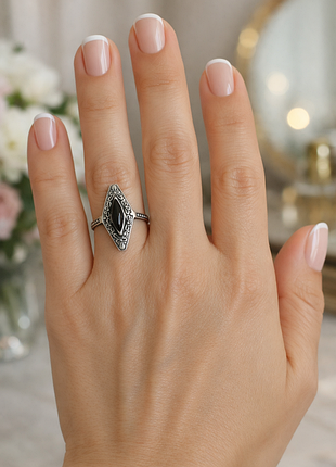 Вінтажне срібне кільце з чорним каменем, ссер, 1958-1964 рр.