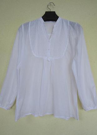 Тоненькая белая свободная ньлуза рубашка из коттона от zara