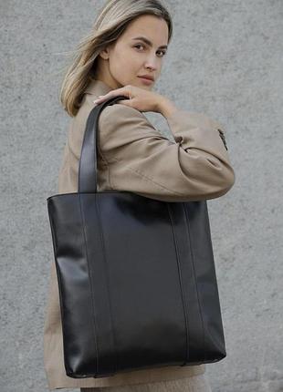 Сумка шоппер женская кожаная without maxi экокожа большая на молнии black черная 40×39×8 см
