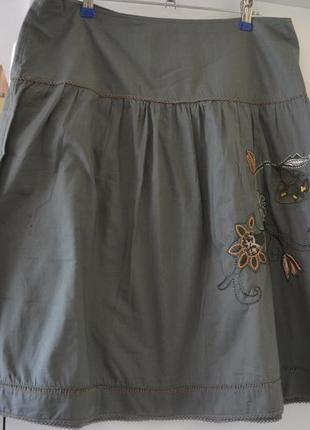 Натуральная котонова юбка с вышивкой