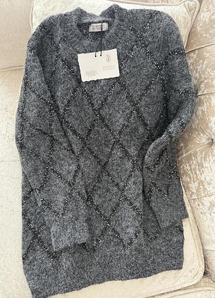 Подовжений светр brunello cuccinelli сірий жіночий