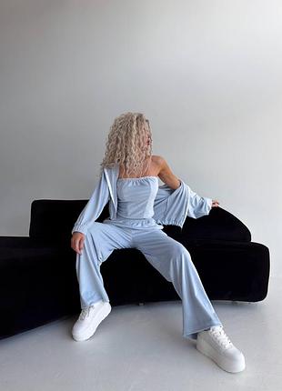 Жіночий велюровий костюм трійка