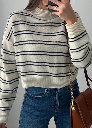 Светр кофта вкорочений жіночий светр в смужку h&m xxs