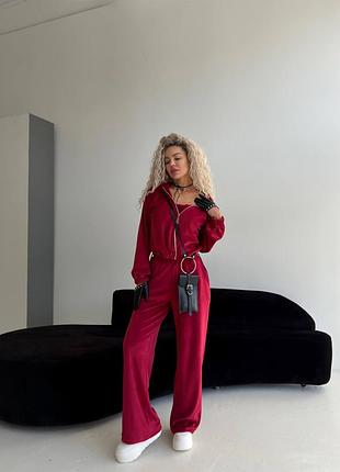 Жіночий велюровий костюм трійка
