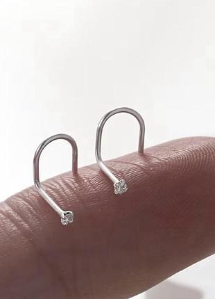 Сережка в ніс, крило носа, пірсінг, срібло 925