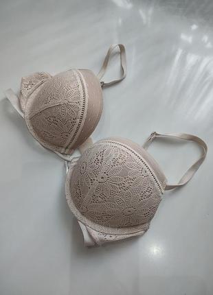 Бюстгальтер пуш ап push up victorias secret bra off white floral
