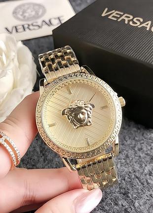 Красивые женские наручные часы стиль versace, стильные и модные часы для женщин версачи золото с желтым