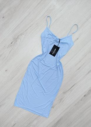 Стильна нова сукня плаття на брительках міді блакитна