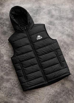 Чоловіча чорна демісезонна жилетка безрукавка kappa