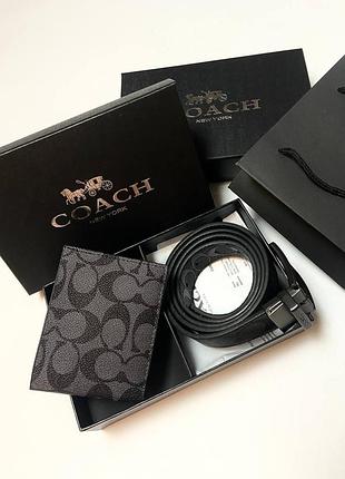 Чоловічий подарунковий набір coach – ремінь + гаманець (чек 208$)
