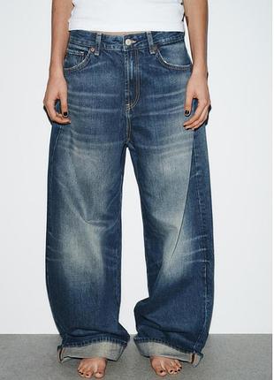 Джинси trf baggy folded із середньою посадкою
