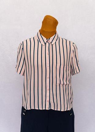 Вискозная полосатая рубашка с короткими рукавами ✂️bershka📍размер eur m, Ausa m, mex 28 (мерки в описании)