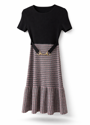 Платье миди из тяжелого комбинированного трикотажа